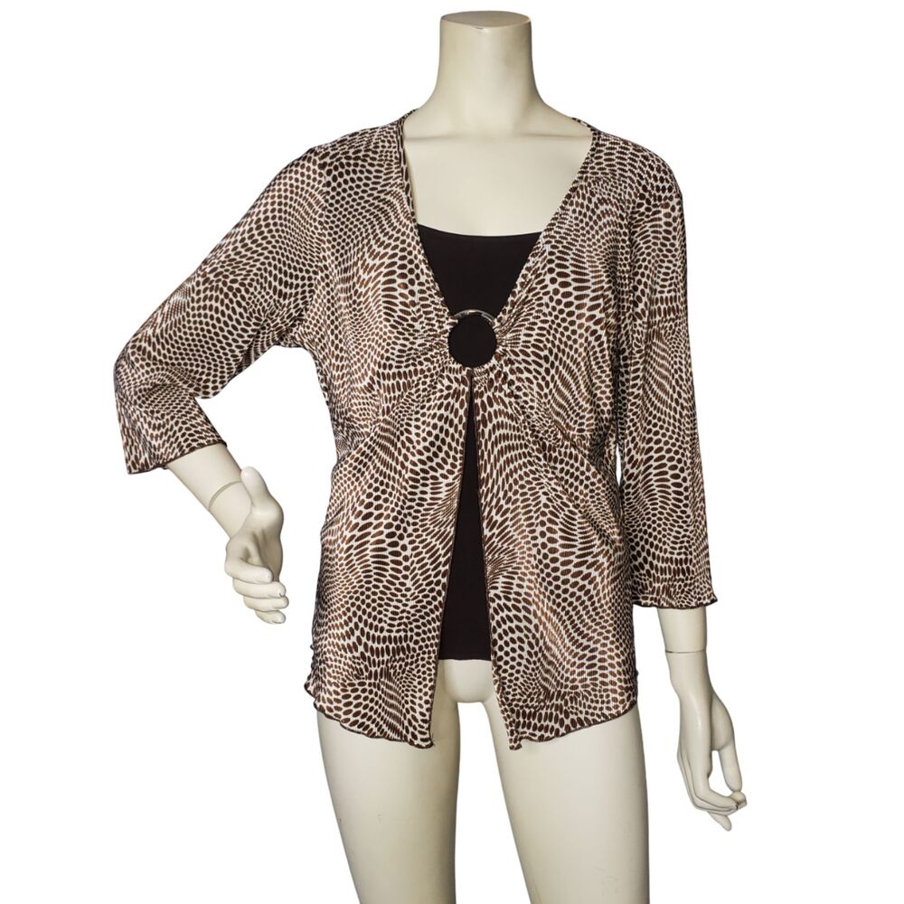 DRESS BARN Brown and White Abstract Print Blouse Womens Size PXL